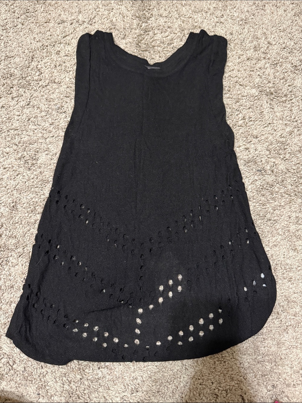 Express Black Sleeveless Knit Tank with Eyelet Chevron Detail